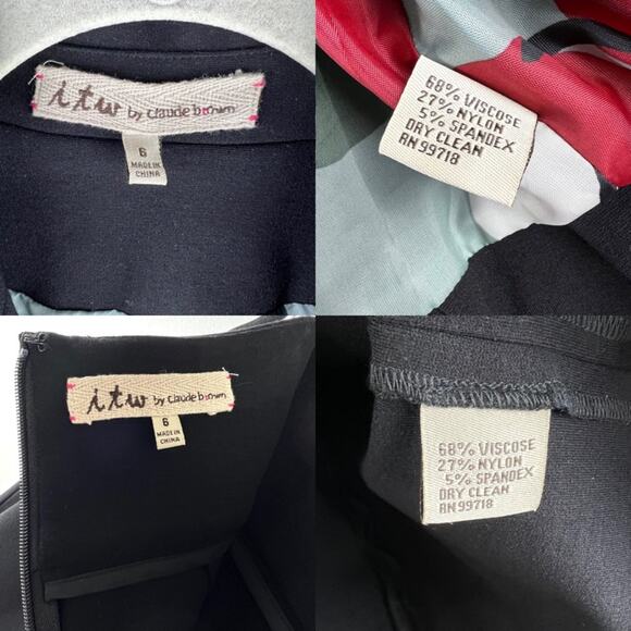 Vintage Retro Black 2-Piece Jacket and Skirt Suit Set 6 Small Career Office - Picture 8 of 13